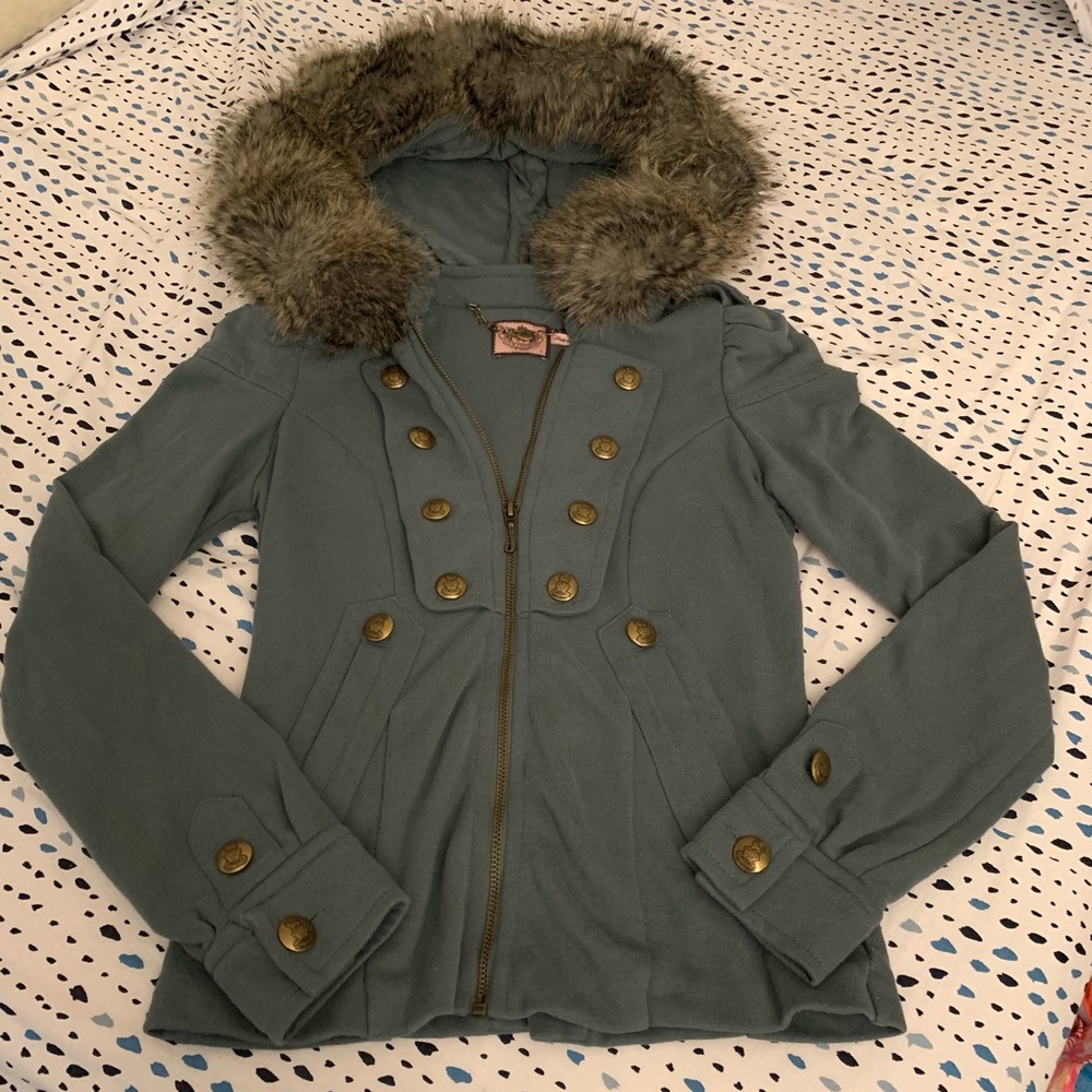 Juicy couture EUC fur hood bronze hardware